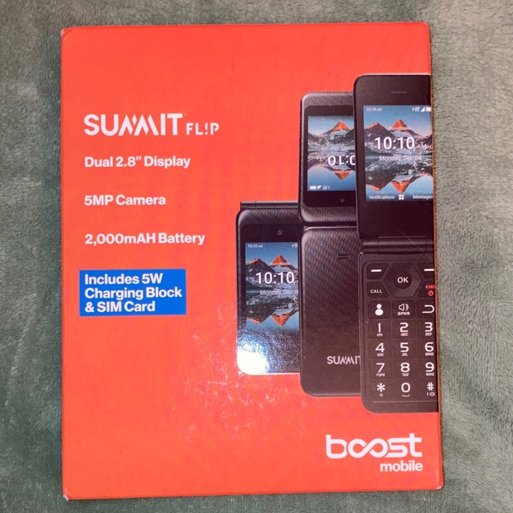NEW SUMMIT Flip Dual 2.8" Display Cell Phone - Black - Boost Mobile